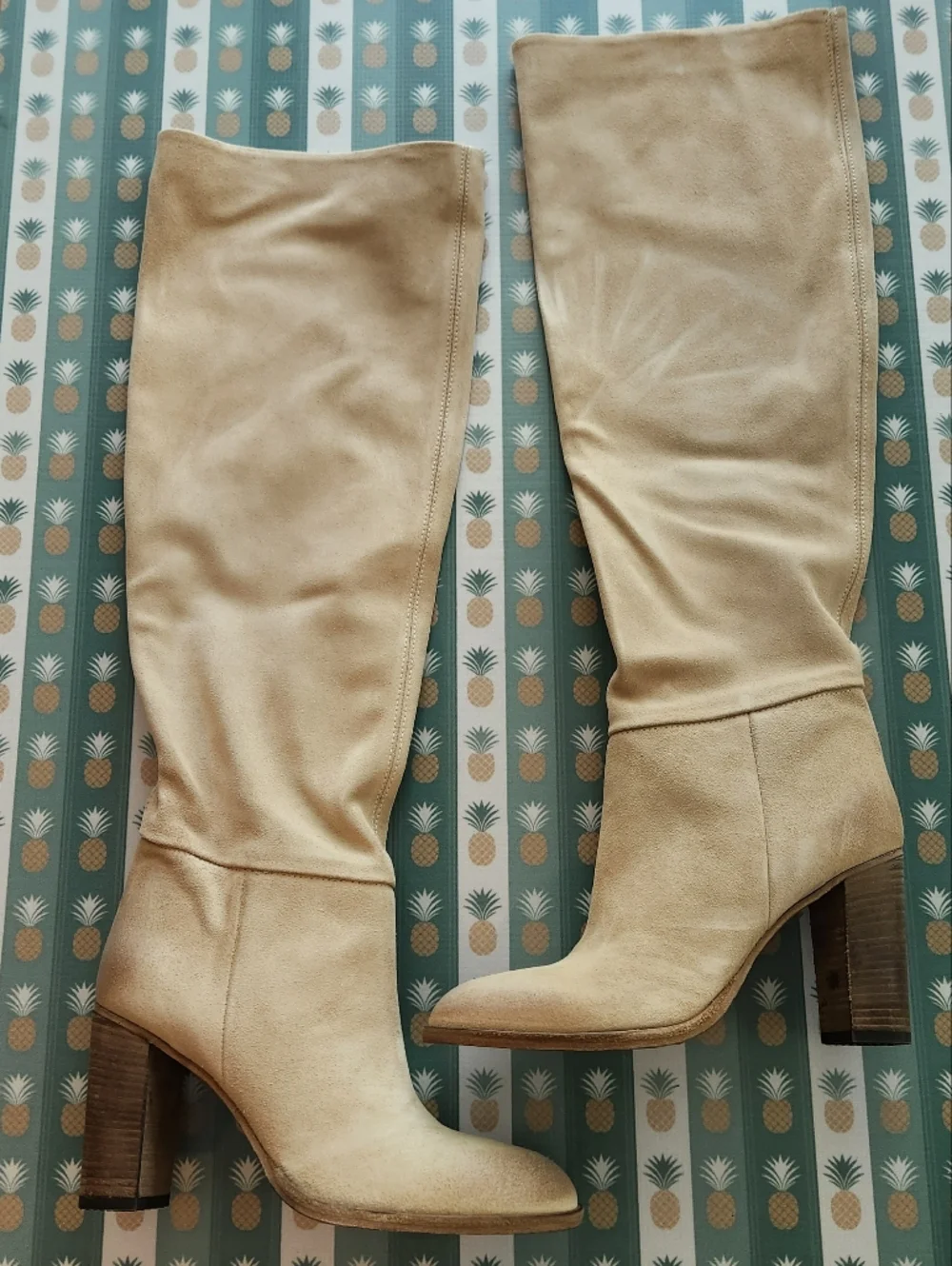 Free People Dakota Tall Beige Knee-High Boots
